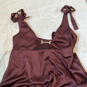 brown silk mini dress